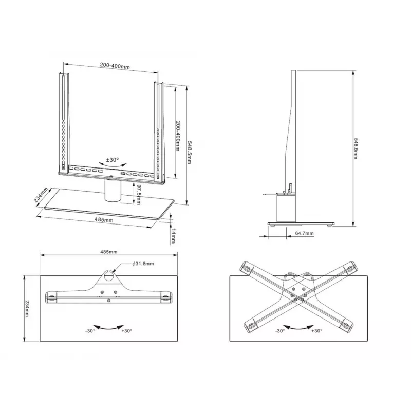 Stalinis stovas Multibrackets M VESA Tablestand Turn Juoda Medium MAX 400x400