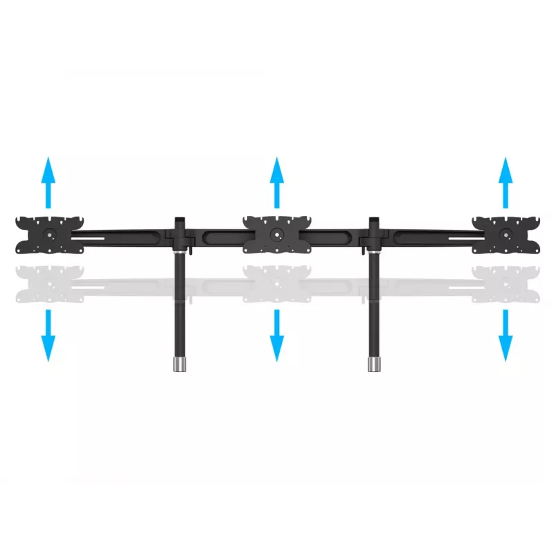 Trigubo monitoriaus stalinio laikiklio išplėtimo rinkinys MULTIBRACKETS M VESA 3 ekranams 24–32 col. iki 24 kg, aliuminis/plastikas, juodas