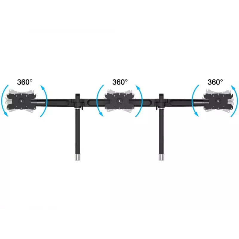 Trigubo monitoriaus stalinio laikiklio išplėtimo rinkinys MULTIBRACKETS M VESA 3 ekranams 24–32 col. iki 24 kg, aliuminis/plastikas, juodas