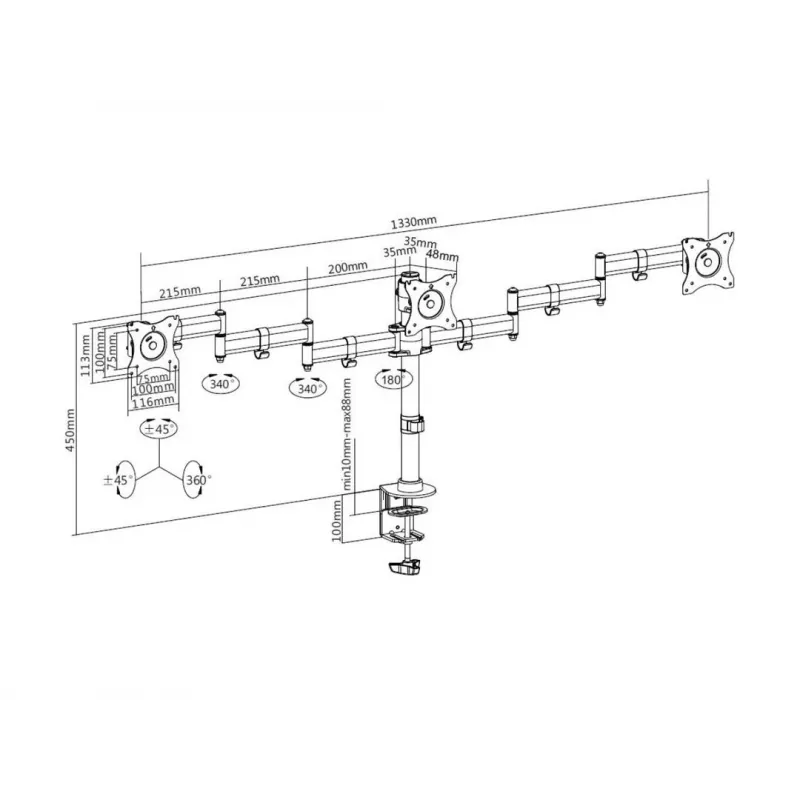 Stalinis laikiklis Multibrackets M Deskmount Basic Triple
