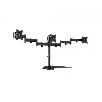 Monitoriaus stovo laikiklis MULTIBRACKETS M Deskstand Basic Triple — 3 krypčių, VESA 75x75–100x100, palaiko iki 24 kg, 15–27 colių ekranams, juodas