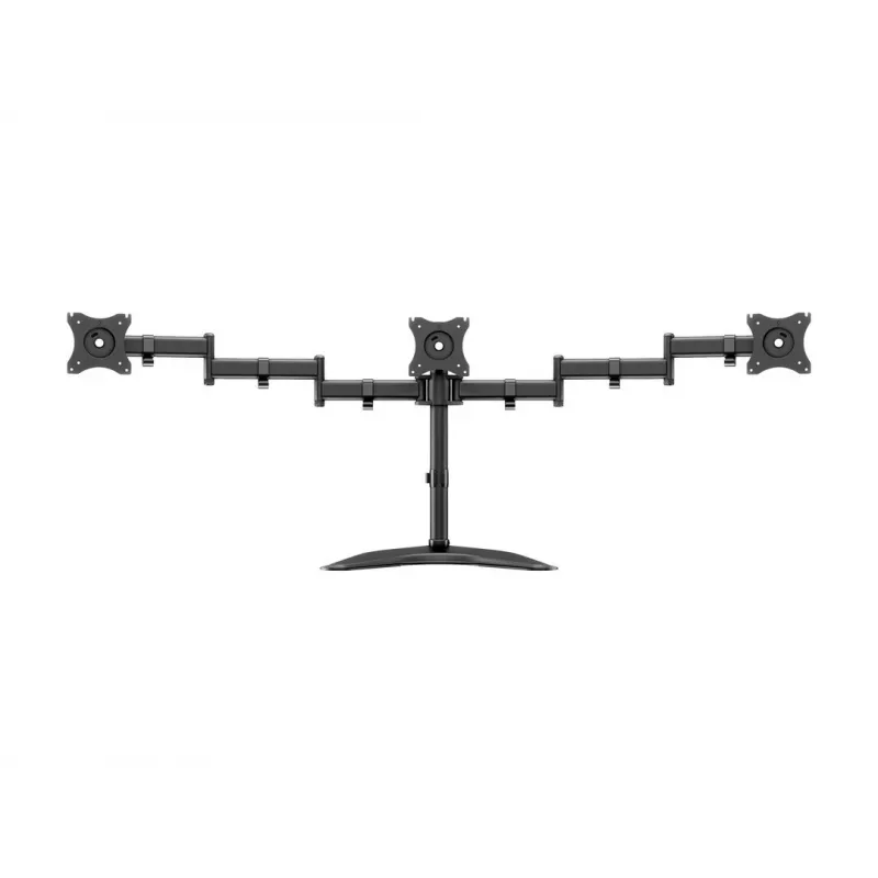 Monitoriaus stovo laikiklis MULTIBRACKETS M Deskstand Basic Triple — 3 krypčių, VESA 75x75–100x100, palaiko iki 24 kg, 15–27 colių ekranams, juodas