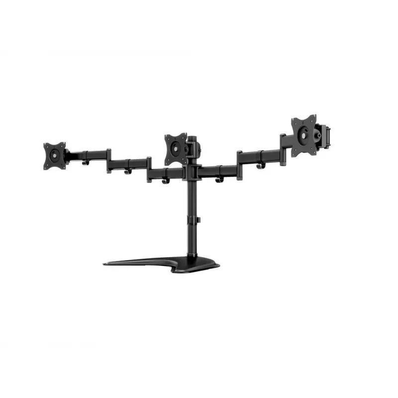 Monitoriaus stovo laikiklis MULTIBRACKETS M Deskstand Basic Triple — 3 krypčių, VESA 75x75–100x100, palaiko iki 24 kg, 15–27 colių ekranams, juodas