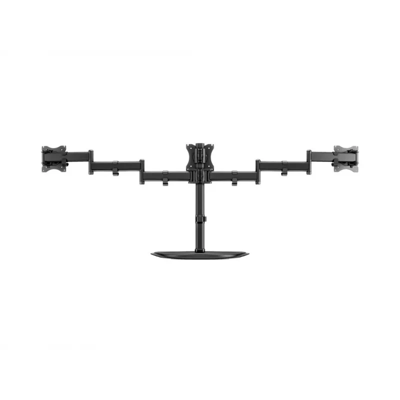 Monitoriaus stovo laikiklis MULTIBRACKETS M Deskstand Basic Triple — 3 krypčių, VESA 75x75–100x100, palaiko iki 24 kg, 15–27 colių ekranams, juodas