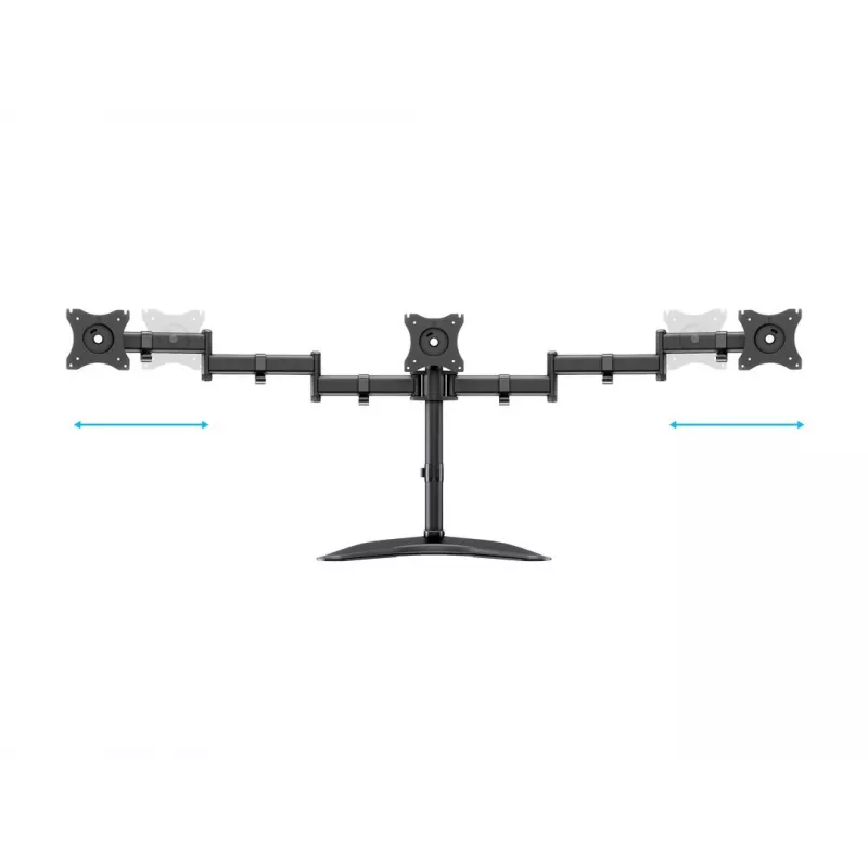 Monitoriaus stovo laikiklis MULTIBRACKETS M Deskstand Basic Triple — 3 krypčių, VESA 75x75–100x100, palaiko iki 24 kg, 15–27 colių ekranams, juodas