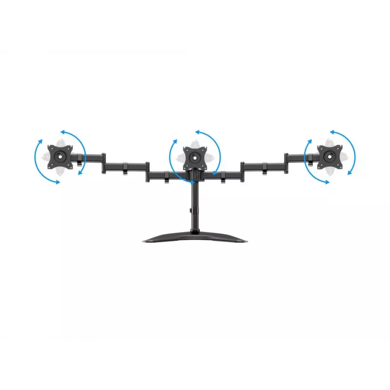 Monitoriaus stovo laikiklis MULTIBRACKETS M Deskstand Basic Triple — 3 krypčių, VESA 75x75–100x100, palaiko iki 24 kg, 15–27 colių ekranams, juodas