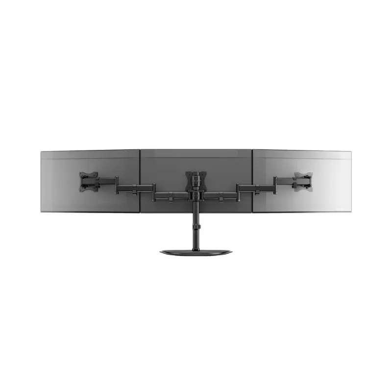 Monitoriaus stovo laikiklis MULTIBRACKETS M Deskstand Basic Triple — 3 krypčių, VESA 75x75–100x100, palaiko iki 24 kg, 15–27 colių ekranams, juodas