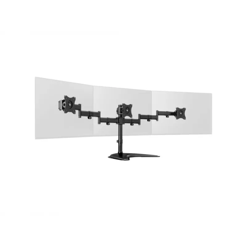 Monitoriaus stovo laikiklis MULTIBRACKETS M Deskstand Basic Triple — 3 krypčių, VESA 75x75–100x100, palaiko iki 24 kg, 15–27 colių ekranams, juodas