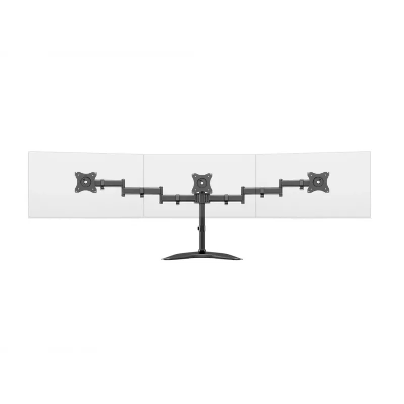 Monitoriaus stovo laikiklis MULTIBRACKETS M Deskstand Basic Triple — 3 krypčių, VESA 75x75–100x100, palaiko iki 24 kg, 15–27 colių ekranams, juodas