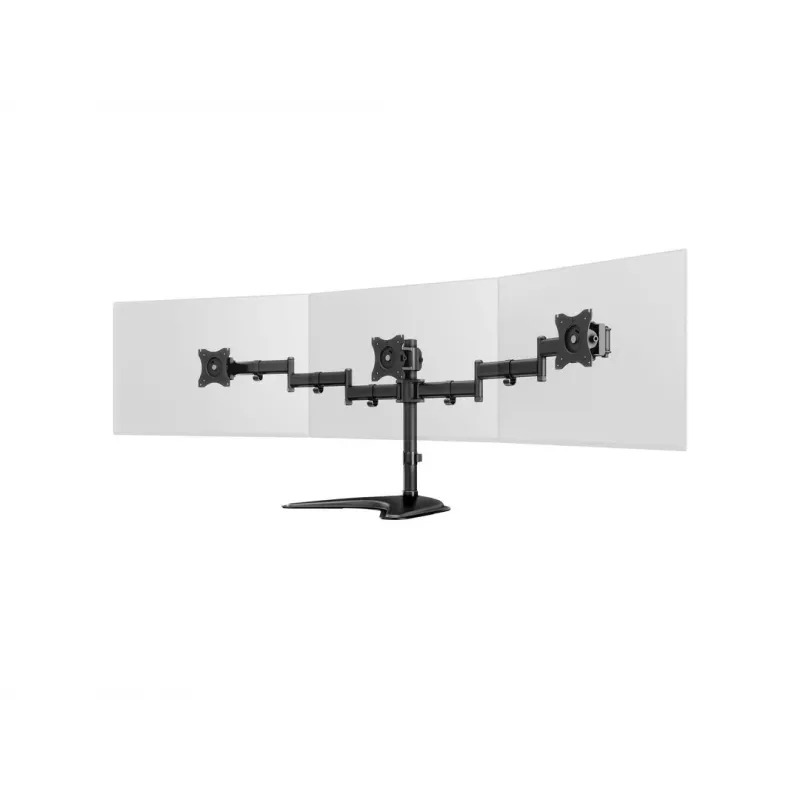 Monitoriaus stovo laikiklis MULTIBRACKETS M Deskstand Basic Triple — 3 krypčių, VESA 75x75–100x100, palaiko iki 24 kg, 15–27 colių ekranams, juodas