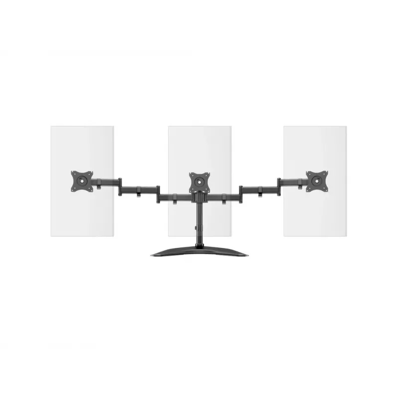 Monitoriaus stovo laikiklis MULTIBRACKETS M Deskstand Basic Triple — 3 krypčių, VESA 75x75–100x100, palaiko iki 24 kg, 15–27 colių ekranams, juodas