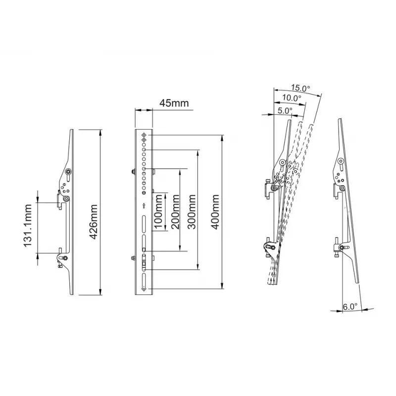 Plokščio ekrano tvirtinimo svirtis MULTIBRACKETS M Pro Series Tilt Arms 400mm, juoda, aliuminis/plienas, 2 vnt.