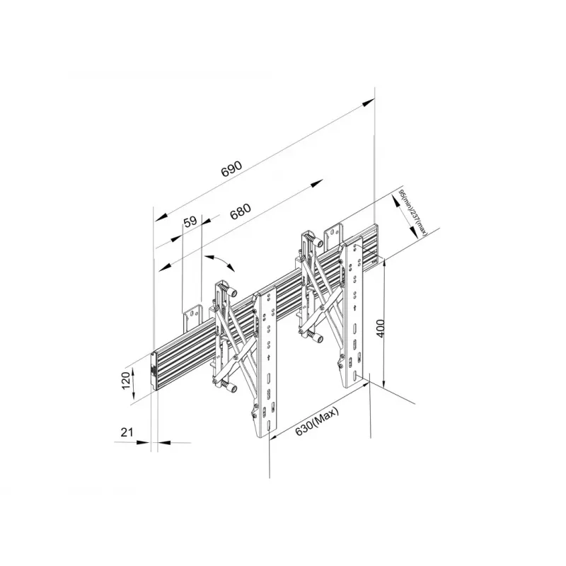 Sieninis laikiklis Multibrackets M Wallmount Pro MBW1U Juodas 30 kg 40-65 col.