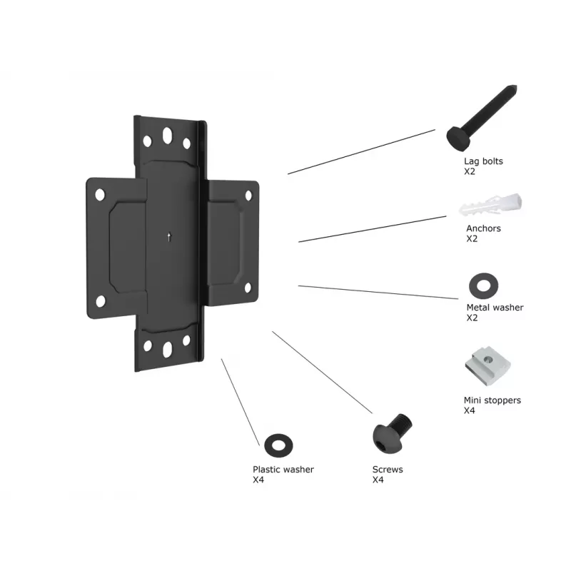 Multibrackets M Pro Series - Wallmount Plate Small, Sieninė plokštė, Juoda, Plienas, 30 kg, Bėgelis, M Pro Series