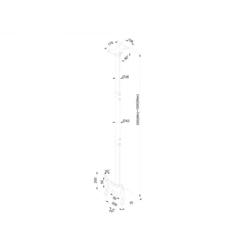 Lubinis laikiklis Multibrackets M Public Small Single White 1500 14 kg 10-32 col.