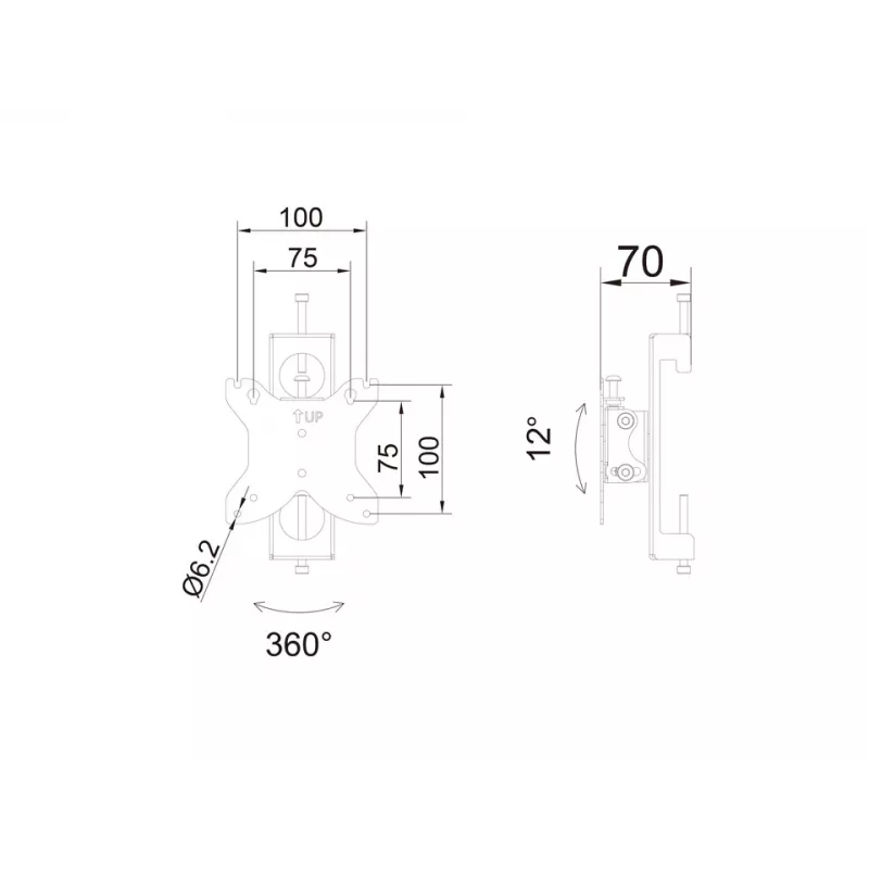Multibrackets M Pro Series - Monitorio laikiklis Flex Pro 75/100, Laikiklis, Juoda, Plienas, 20 kg, Lubos/Grindys, Pro Series