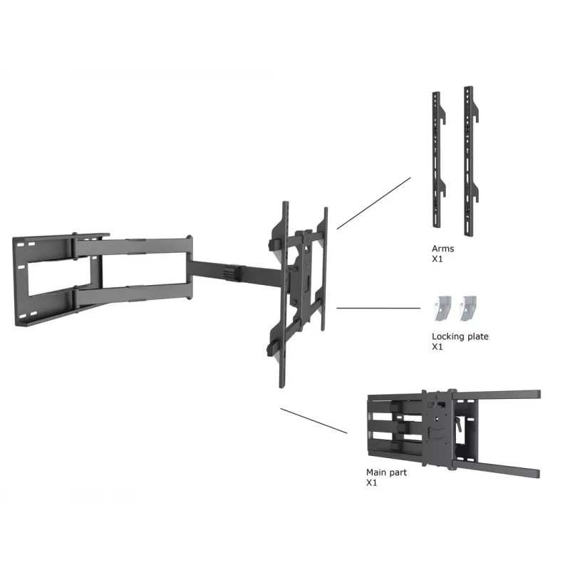 Multibrackets M Universalus ilgo siekio laikiklis 1010 mm HD Vienas 40 kg 42–75 coliams