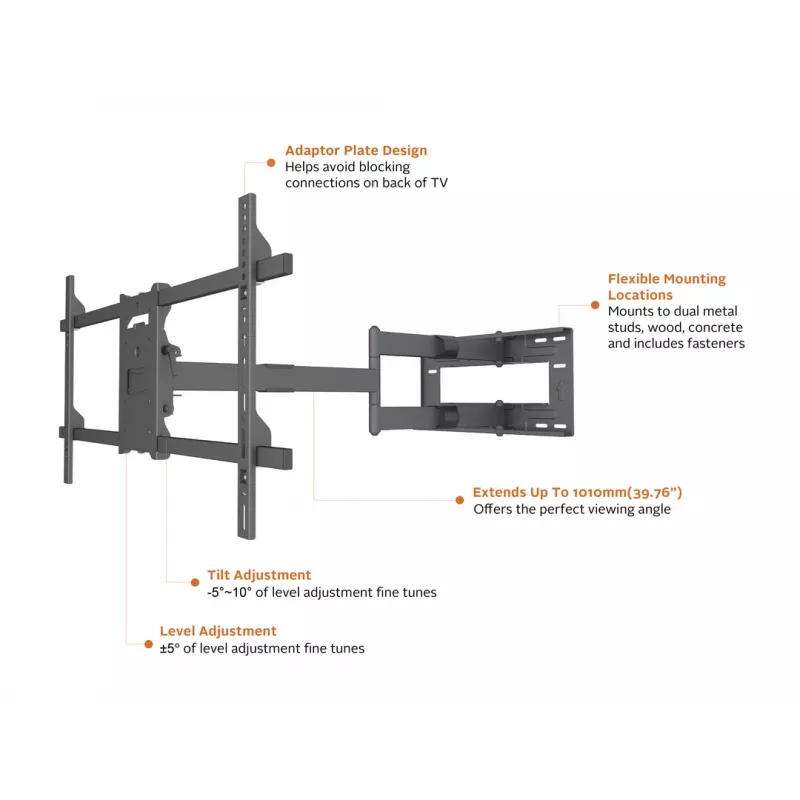 Multibrackets M Universalus ilgo siekio laikiklis 1010 mm HD Vienas 40 kg 42–75 coliams