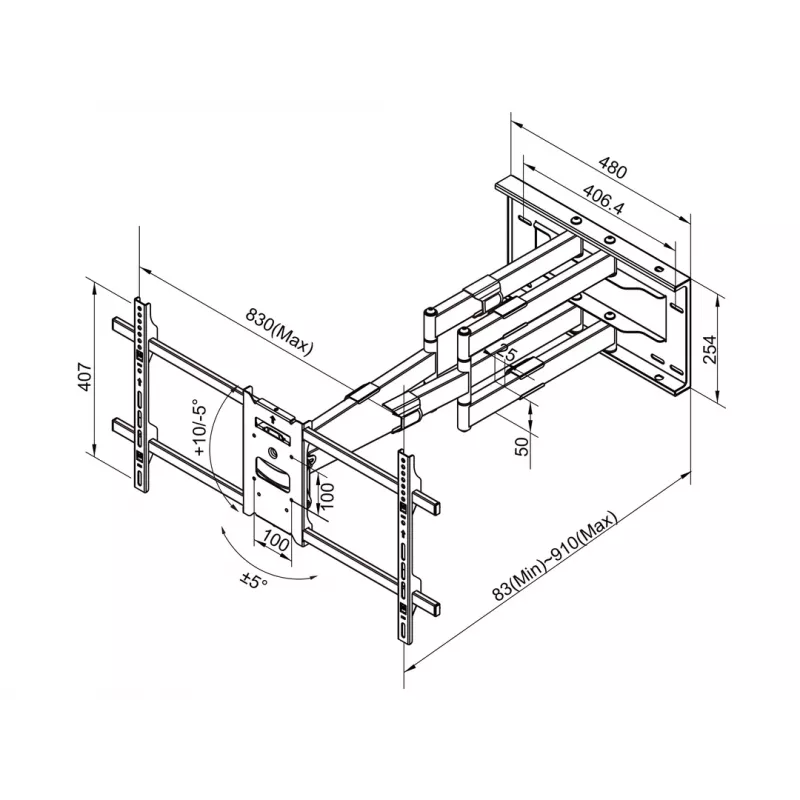 Multibrackets M Universal Long Reach Arm 910mm HD, Dual
