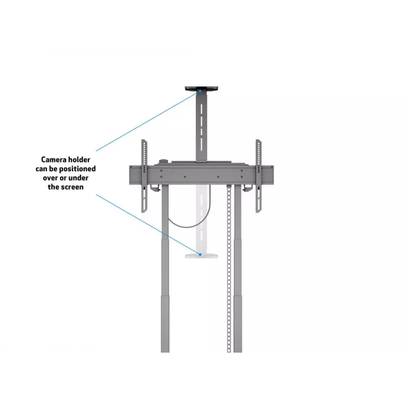 Multibrackets M Motorizuotas grindų stovas 120 kg juodas, su spintele ir kameros lentyna
