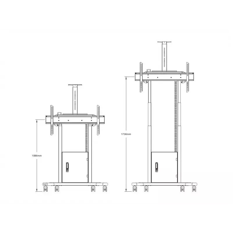 Multibrackets M Motorizuotas grindų stovas 120 kg juodas, su spintele ir kameros lentyna