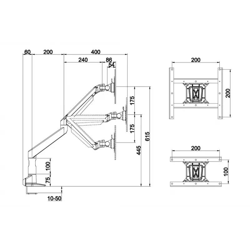 Multibrackets M VESA Gas Lift XL Single Juoda