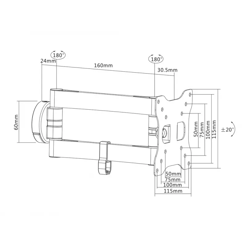 Multibrackets M VESA Full-Motion II 50 75 100 15 kg 22.9-81.3 cm