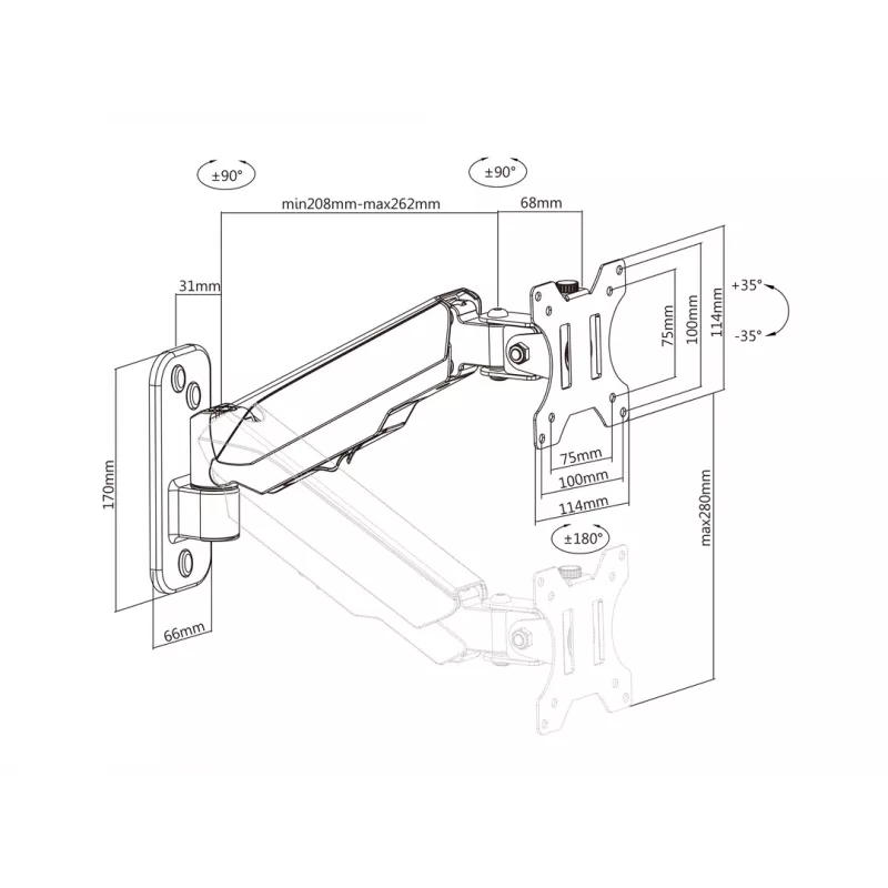 Multibrackets M Monitormount Wall Basic Single juodas 8 kg 43,2–81,3 cm (17–32 col.)