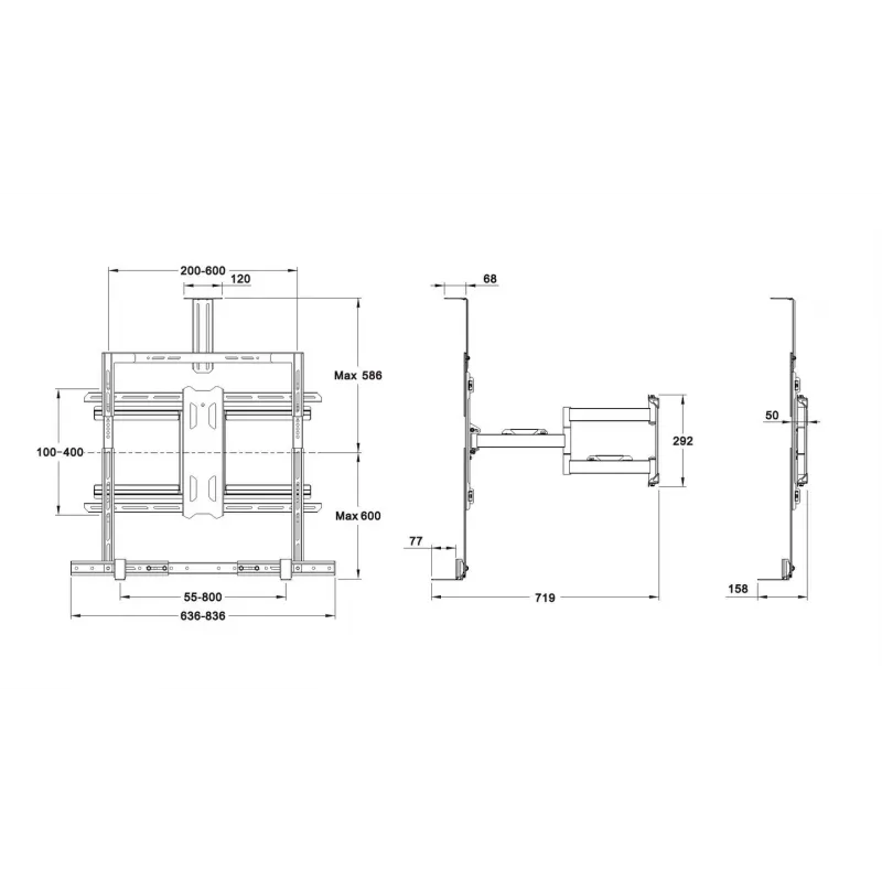 Multibrackets M Universal Flexarm Pro 60 kg Sound & Camera 60 kg talpa 55-85 col.