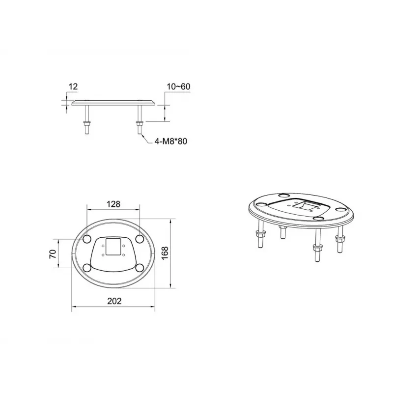 Grommet base MULTIBRACKETS M Deskmount HD — aliuminis korpusas, juodas, Ø 21 cm, H 40 mm, 500 g
