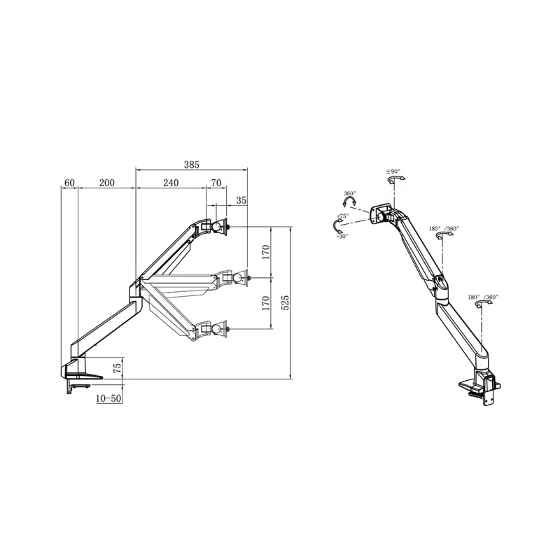 Multibrackets M Gaslift Arm Samsung G9 Single Juoda 20 kg spaustuvo laikiklis