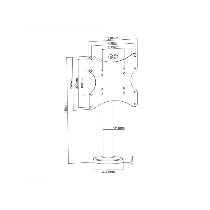 Multibrackets M VESA Bolt Down TV-mount Turn 200 MAX 30 kg 23-43 inch