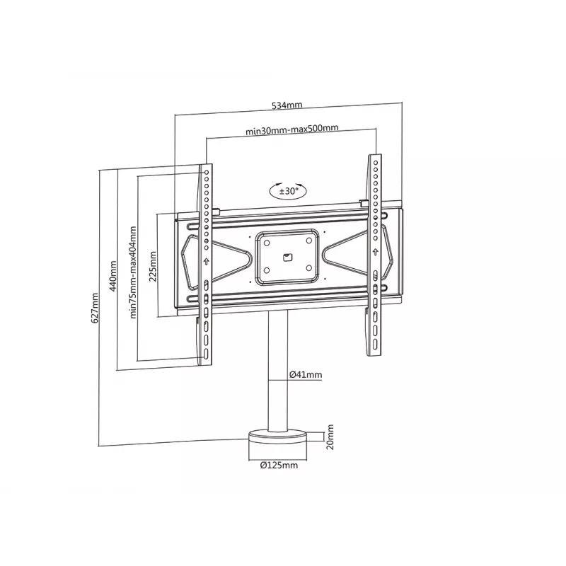 Multibrackets M VESA Bolt Down TV-laikiklis Turn 400 MAX 30 kg 23-55 col.