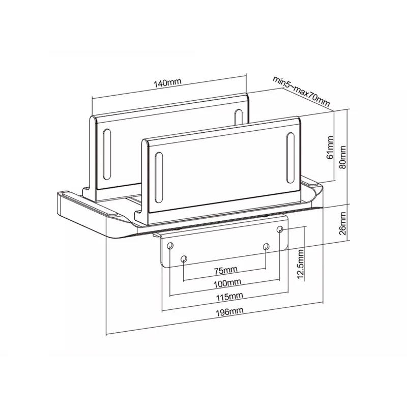 Stalinis stovas CPU laikiklis Multibrackets M Thin Client laikiklis 3kg 7cm pločio