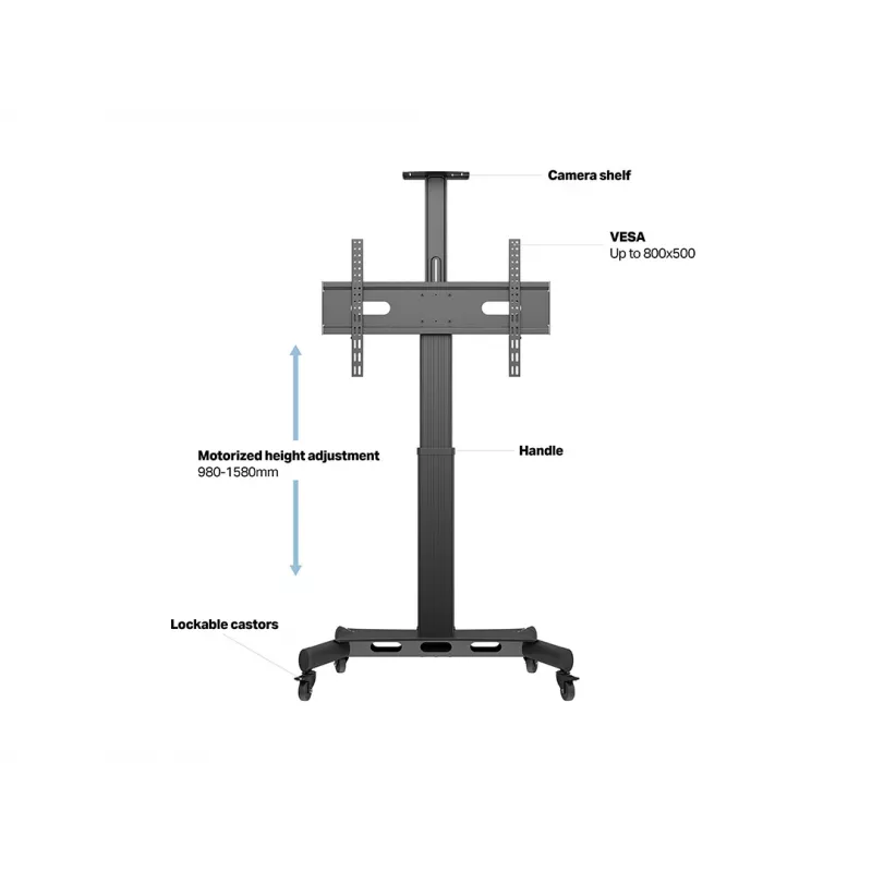 Multibrackets M Motorizuotas viešasis ant grindų stovintis stovas, vienas stulpas 170 HD, 60 kg talpa, 32–75 col.