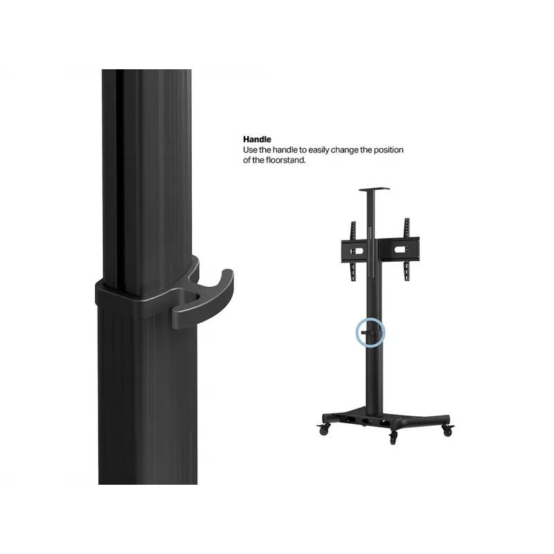 Multibrackets M Motorizuotas viešasis ant grindų stovintis stovas, vienas stulpas 170 HD, 60 kg talpa, 32–75 col.