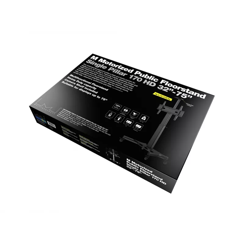 Multibrackets M Motorizuotas viešasis ant grindų stovintis stovas, vienas stulpas 170 HD, 60 kg talpa, 32–75 col.