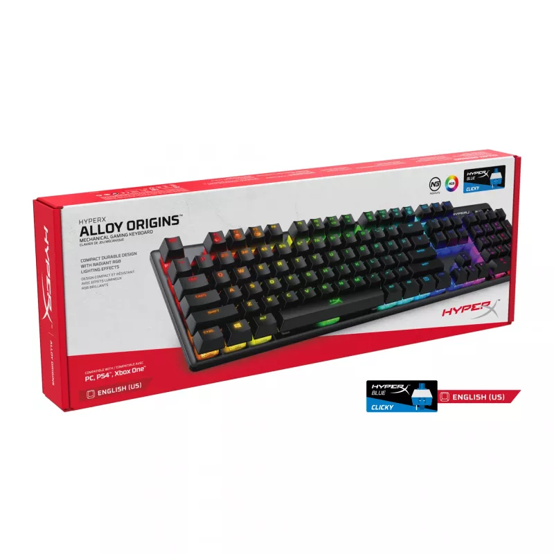 HyperX Alloy Origins klaviatūra žaidimams USB QWERTY JAV anglų kalba juoda