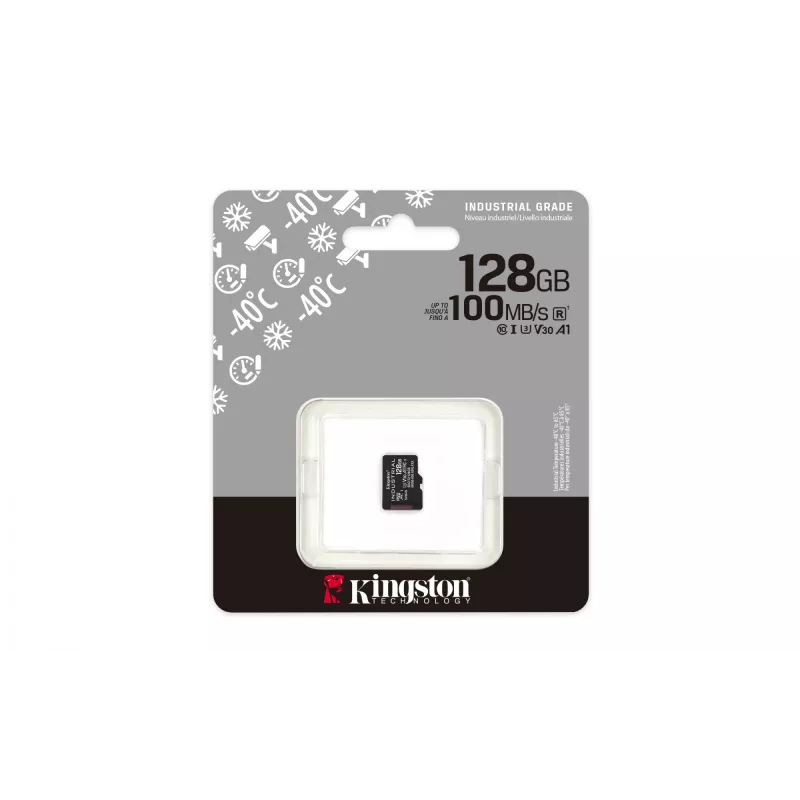Kingston Technology 128 GB microSDXC Industrial C10 A1 pSLC kortelė, viena pakuotė be adapterio