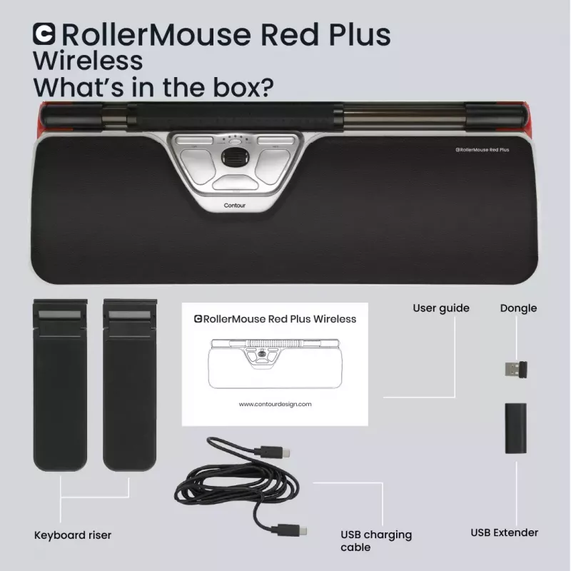 pelė Contour Design Rollerpelė Red Plus Bluetooth USB Type-C