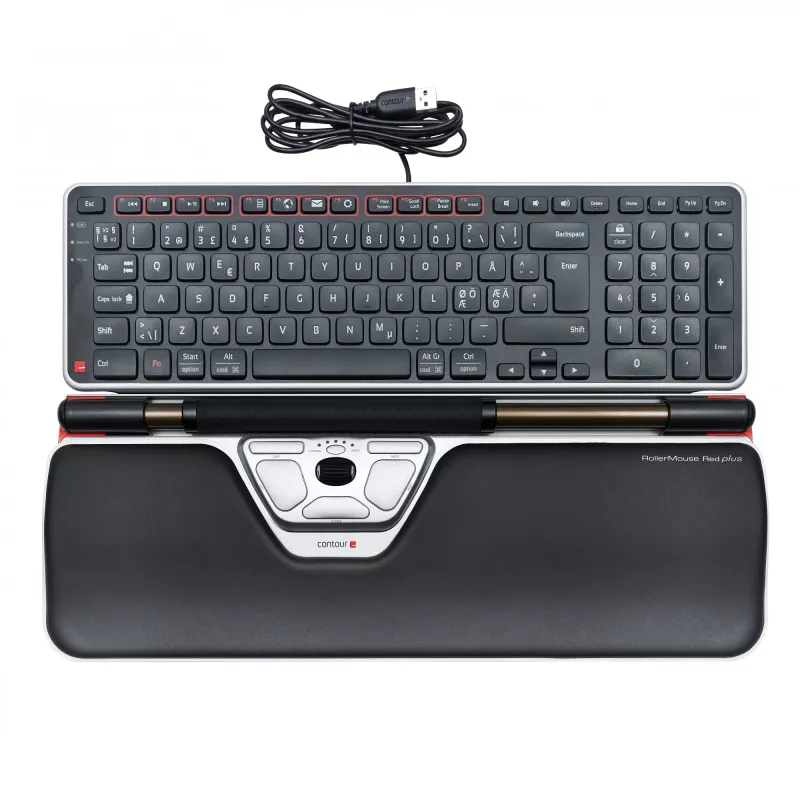 Contour Design Rollerpelė Red Plus + Balance laidinis, pilno dydžio (100%), laidas, USB, QWERTY, juoda, pelė komplekte