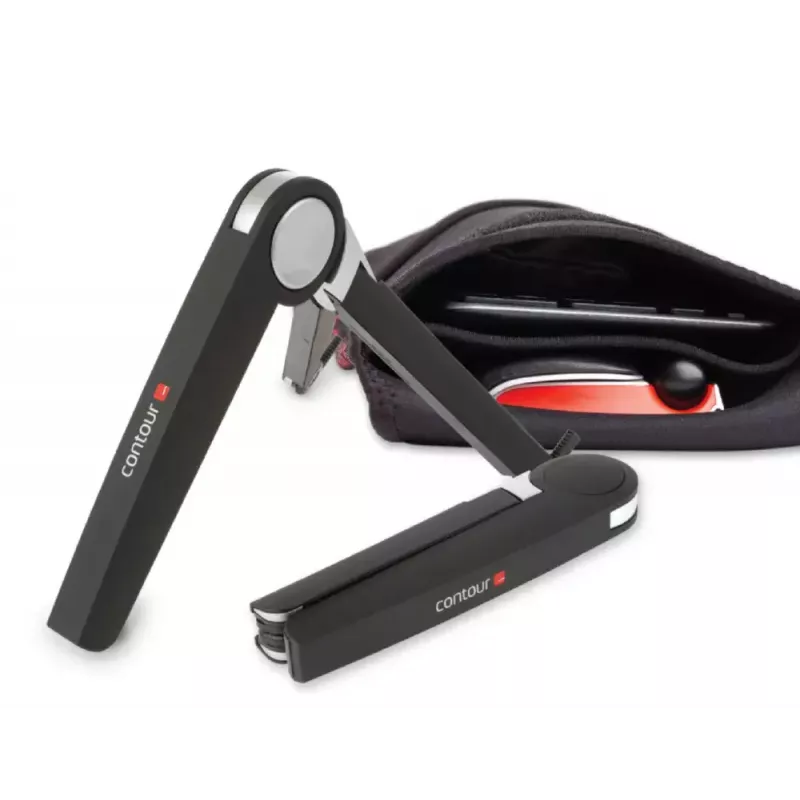 Contour Rollerpelė Red Plus WL Travel Kit — belaidis RF, viso dydžio klaviatūros formos faktorius, juodas, su pele ir riešo atrama