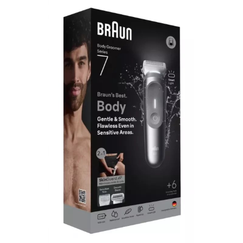 Kūno kirpimo mašinėlė Braun Series 7 BG7550, pilka, ličio jonų baterija