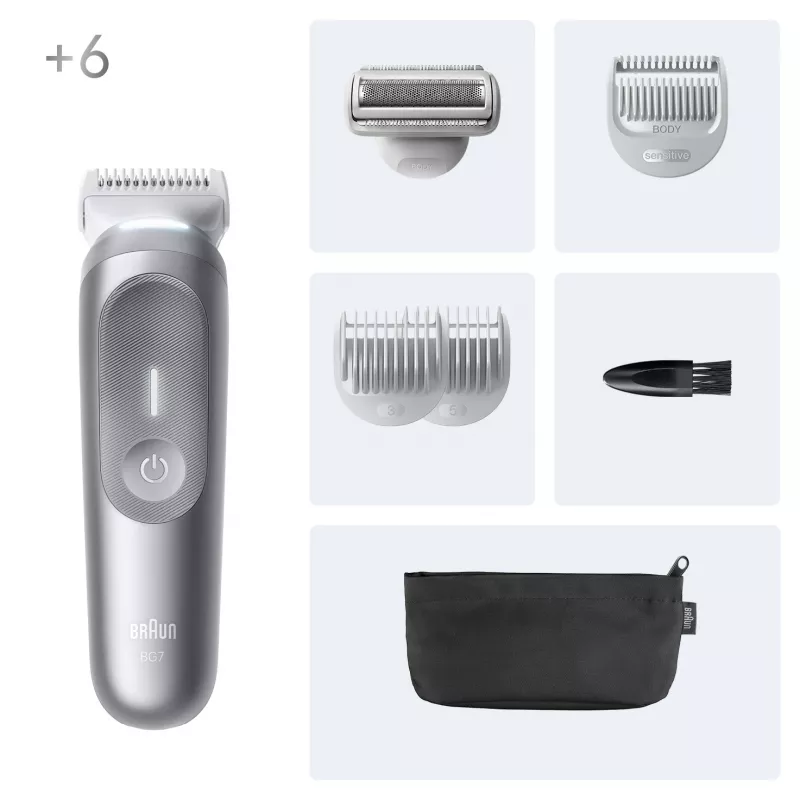 Kūno kirpimo mašinėlė Braun Series 7 BG7550, pilka, ličio jonų baterija