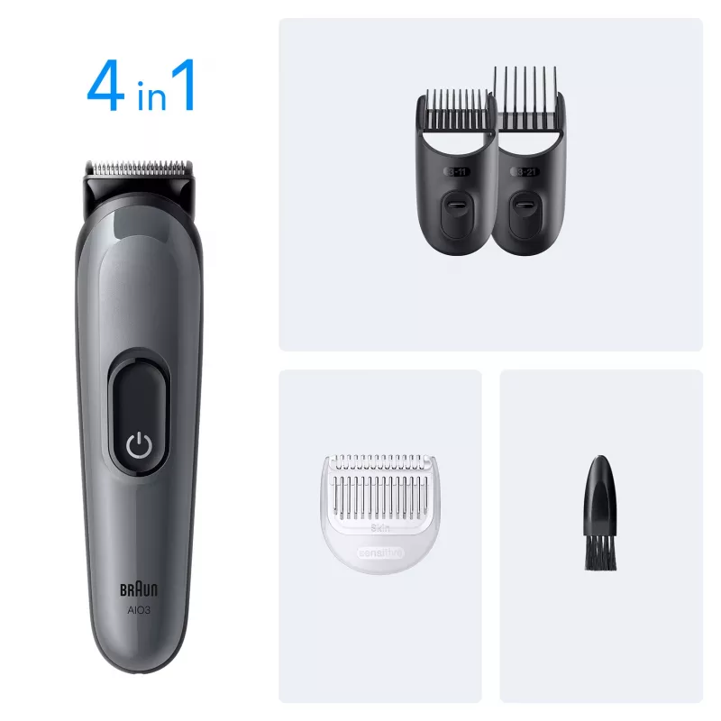 Braun AIO3500 plaukų kirpimo mašinėlė / barzdaskutė juoda, pilka 14 nikelio-metalo hidrido (NiMH)