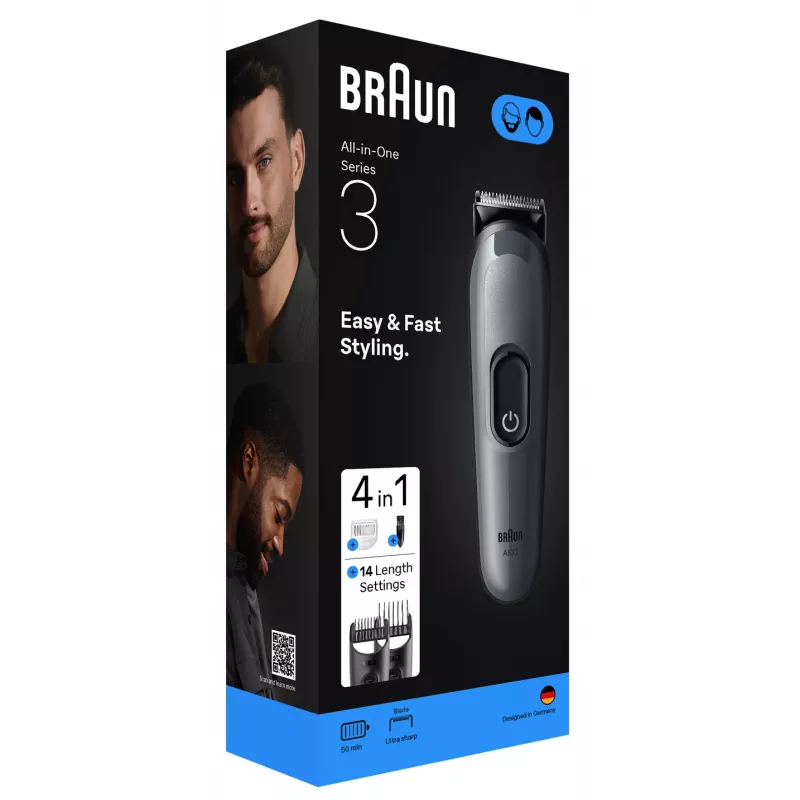 Braun AIO3500 plaukų kirpimo mašinėlė / barzdaskutė juoda, pilka 14 nikelio-metalo hidrido (NiMH)