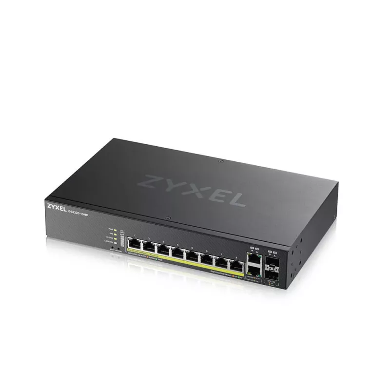 Zyxel GS2220-10HP-EU0101F tinklo komutatorius Valdomas L2 Gigabit Ethernet (10/100/1000) Power over Ethernet (PoE) Juodas