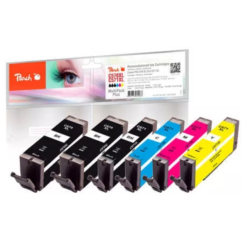 Peach Multi pakuotė Plus, suderinamas su Canon PGI-570XL*2, CLI-571XL