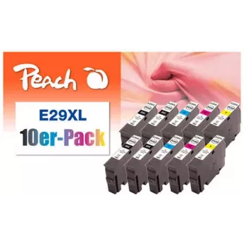 Peach 0F319987 rašalo kasetė 10 vnt. Juoda, Žalsvai mėlyna, Purpurinė, Geltona