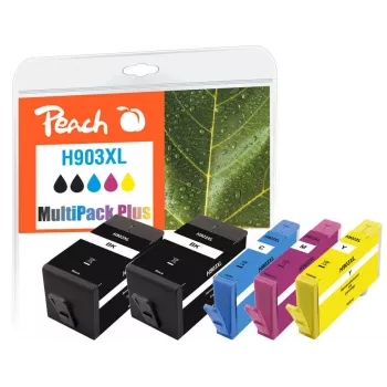 Peach PI300-865 rašalo kasetė 5 vnt. Suderinama didelės talpos (XL) juoda, žydra, purpurinė, geltona